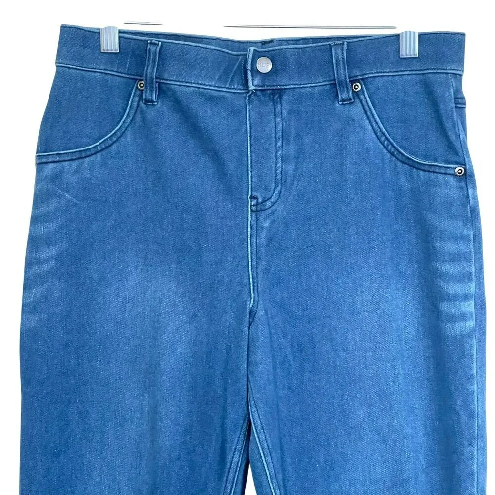 Hue Womens Stretch Denim Pull On Jeggings Blue Size L NWOT